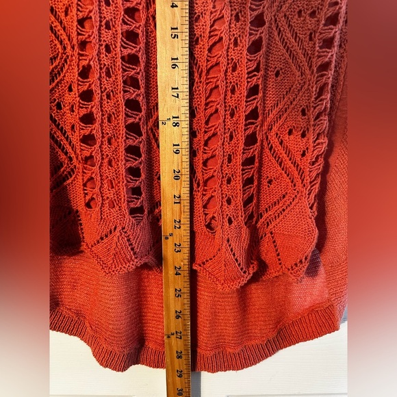 MOTH Anthropologie Senna Pullover Burnt Orange Pointelle Knit Scoop Neck Medium - Picture 7 of 10